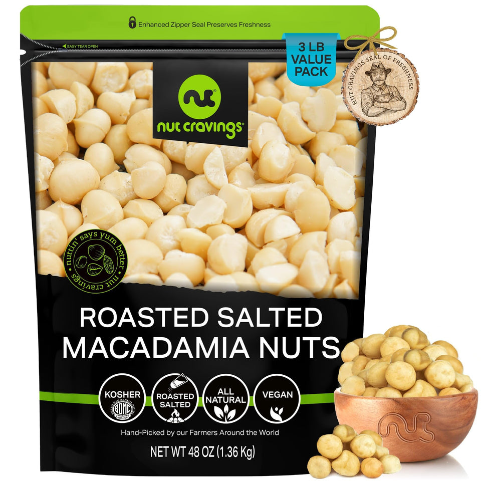 Nut Cravings roasted macadamia close-up showing rich flavor and creamy texture for snacking