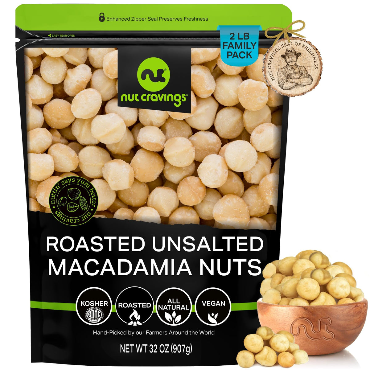 Nut Cravings roasted macadamias no shell 32oz, convenient snacking option
