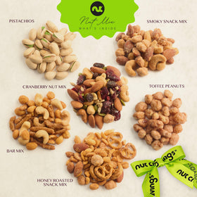 Nut Cravings salted nuts assortment emphasizing variety and crunch.