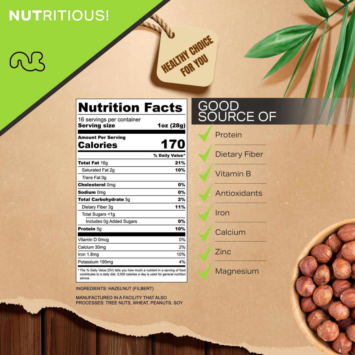 Nut Cravings unsalted shelled hazelnuts ideal for cookies and recipes.