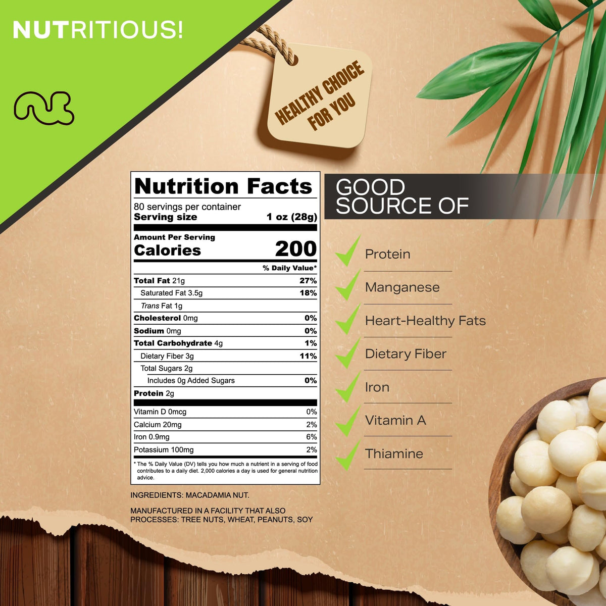 Nut Cravings unsalted macadamias ready to use in recipes