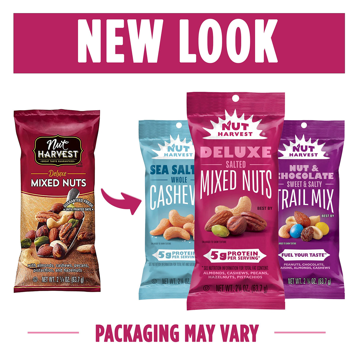 Nut Harvest Deluxe Mixed Nuts on-the-go pack ideal for busy days.