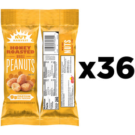 Nut Harvest honey roasted peanuts 36-pack, ideal for sharing or pantry stocking
