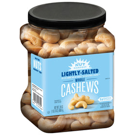 Nut Harvest Lightly Salted Cashews in a jar, perfect for quick on-the-go snacking.