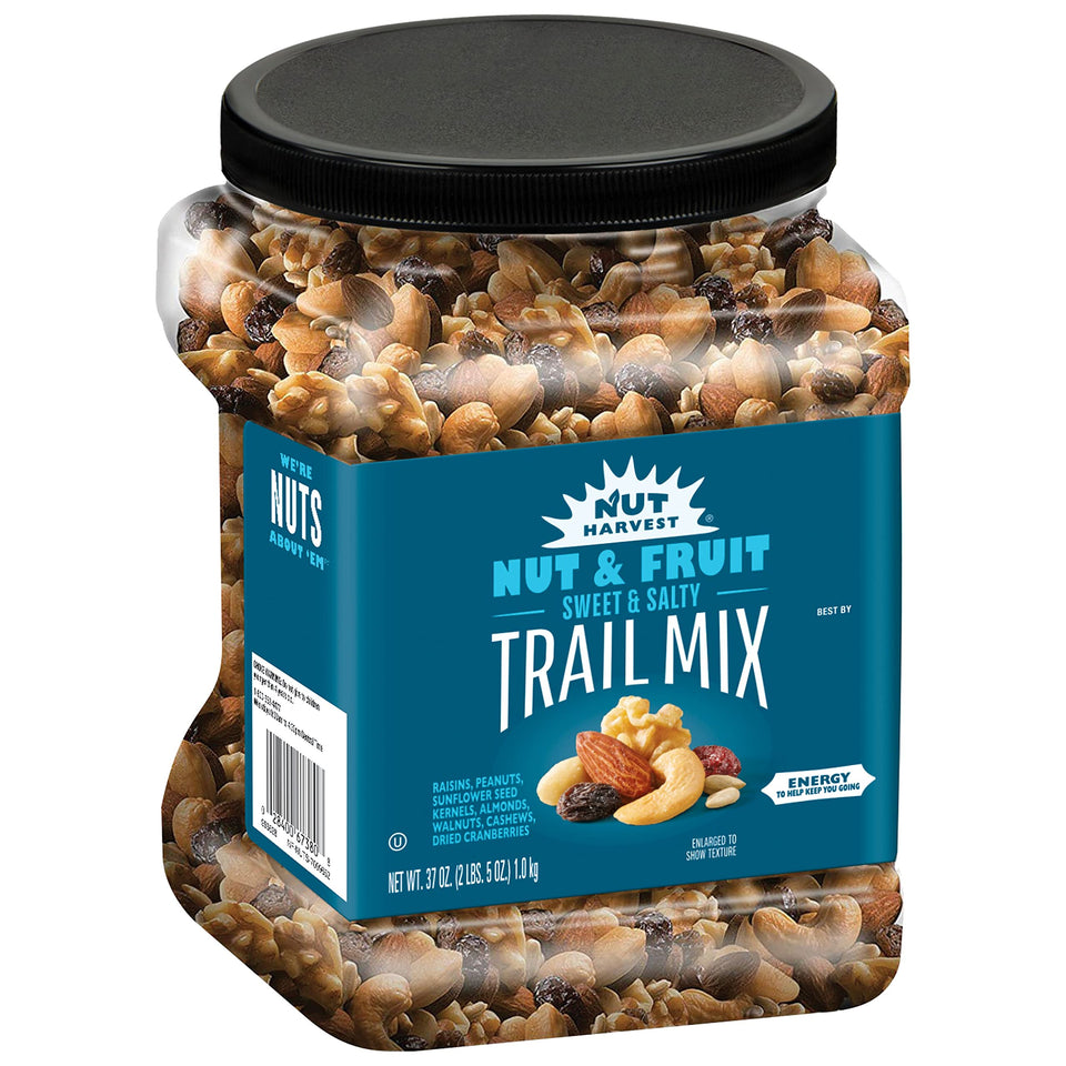 Nut Harvest Nut & Fruit Mix jar, premium snack for on-the-go energy.