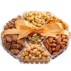 Nut Haven 1.8lb nut basket ready to share at holidays and gatherings.