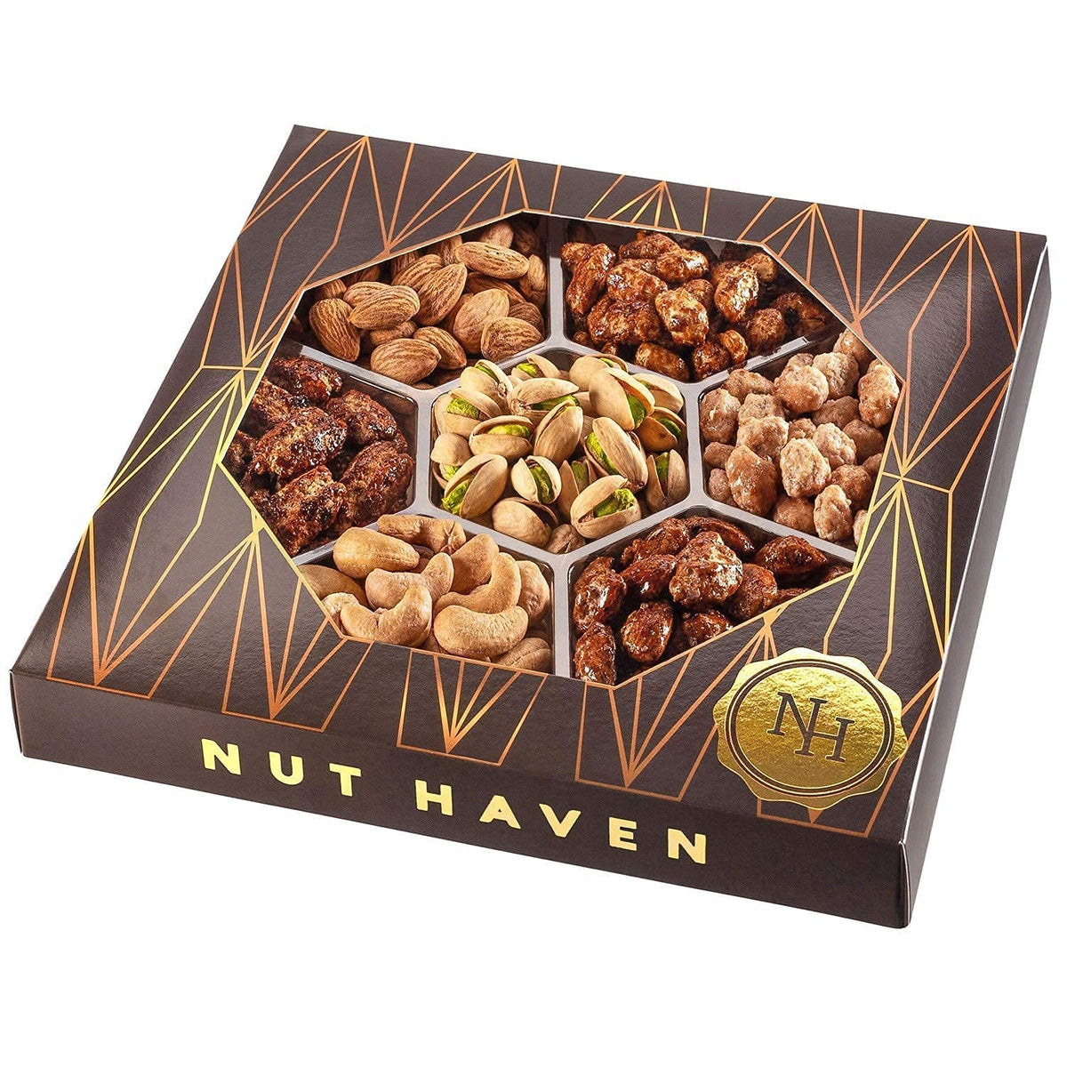 Nut Haven Gourmet Nuts Assortment showcases variety for celebrations and sharing.