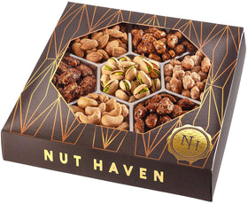 Nut Haven Mothers Day Nuts Gift Basket with elegant packaging for gifting.