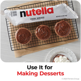 Nutella dessert swirls and toppings ready for pastry showcases.
