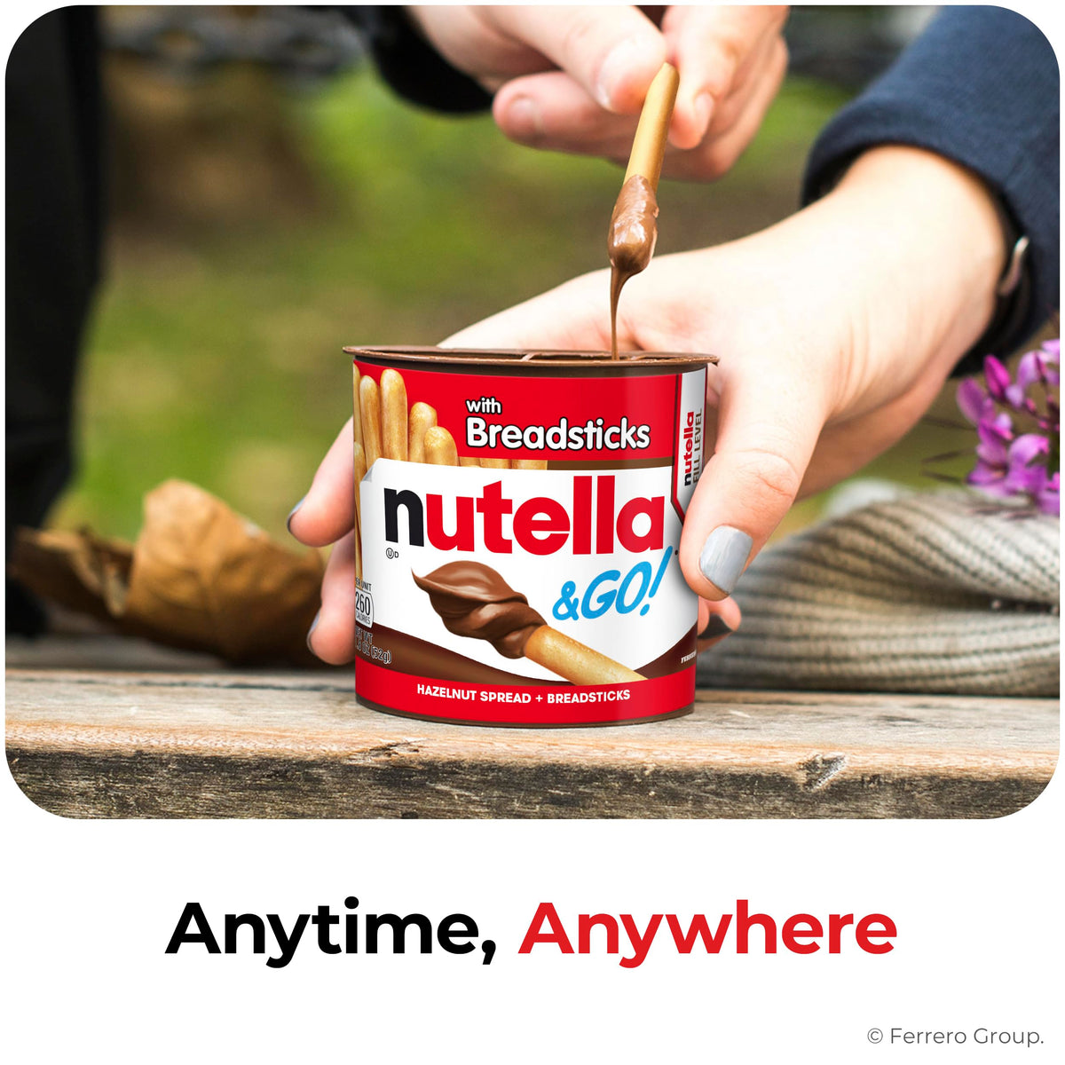 Nutella Go on-the-go snack pack ideal for lunchboxes and trips.