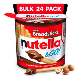 Nutella Go spread cup close-up showing creamy hazelnut flavor for quick snacking.