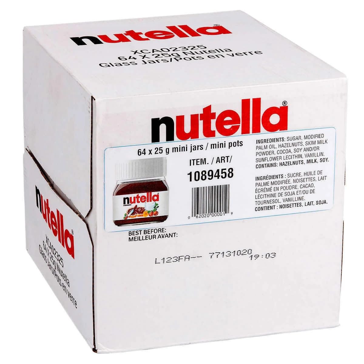 Nutella hazelnut spread glass jar closeup showing creamy texture for easy spreading