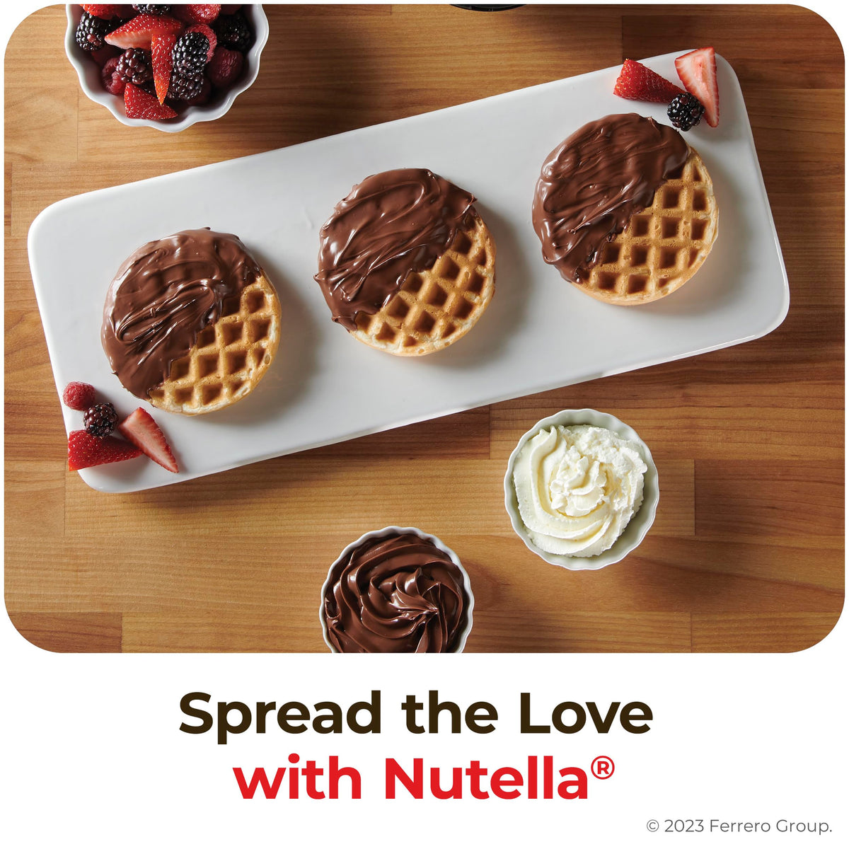 Nutella piping bag opened for easy decorating on cakes.