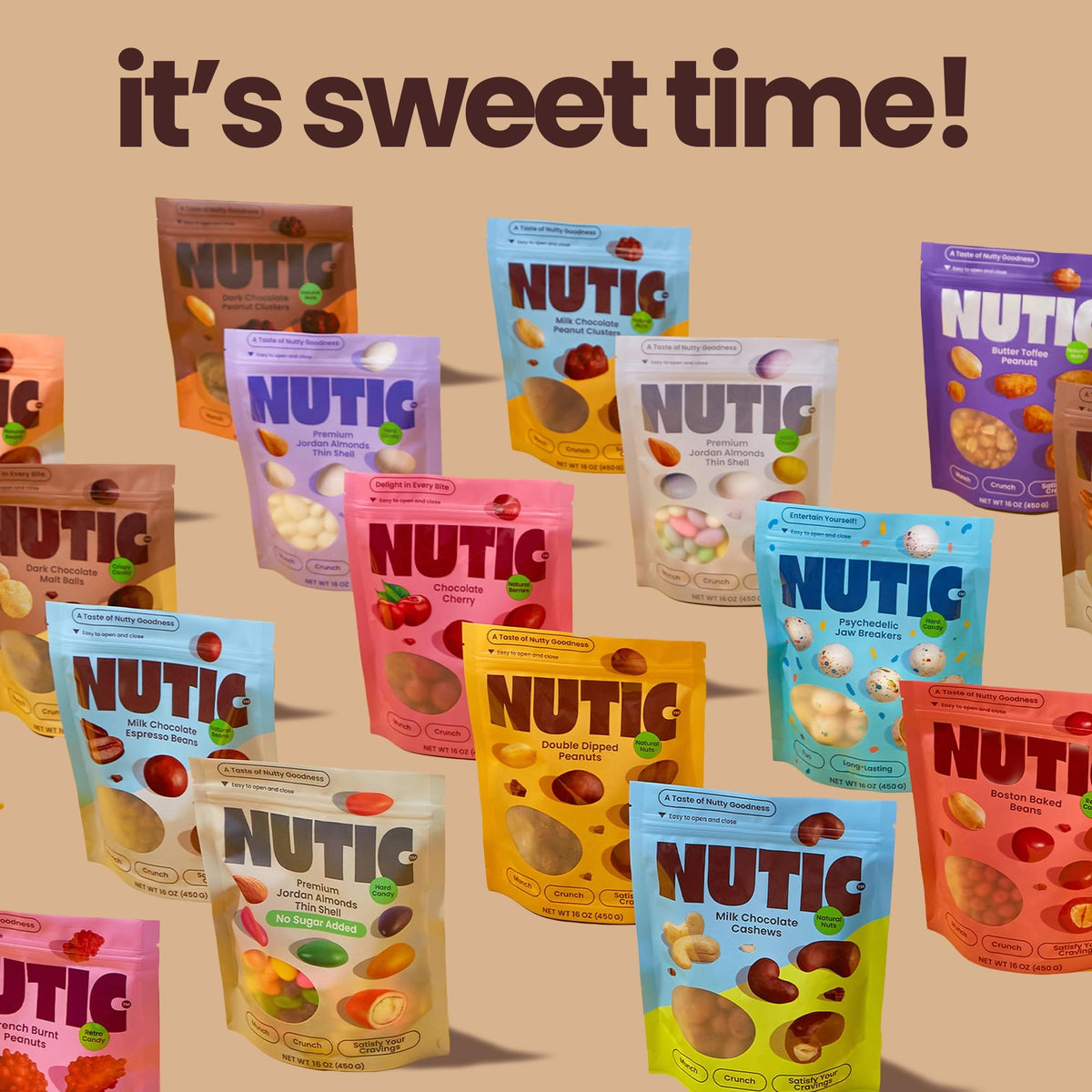 Nutic gift-ready display suggests gourmet snacking as a thoughtful gift idea.