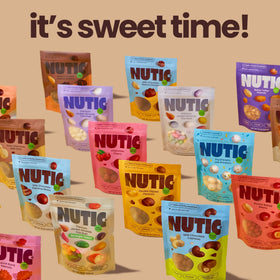 Nutic gift-ready display suggests gourmet snacking as a thoughtful gift idea.