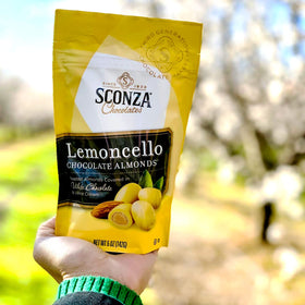 Nutic Lemoncello almonds close-up roasted detail highlighting crunch.
