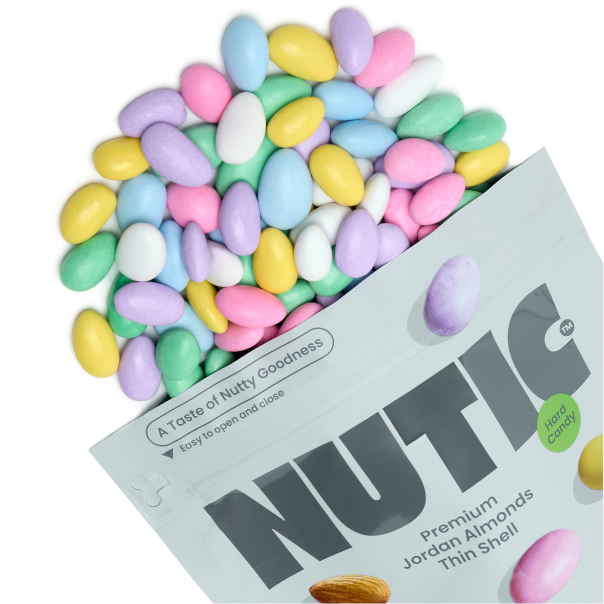 Nutic Thin Shell Jordan almonds pack shot for weddings and celebrations