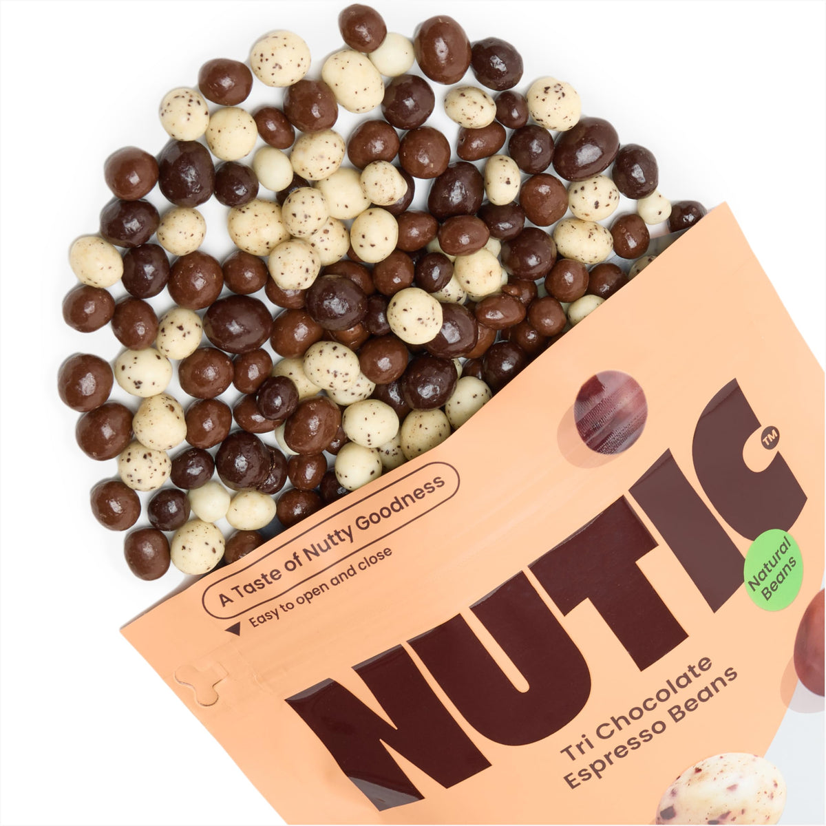 Nutic Tri White Milk Dark Espresso Beans serving idea for coffee rituals