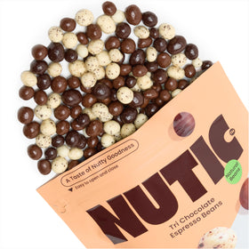 Nutic Tri White Milk Dark Espresso Beans serving idea for coffee rituals