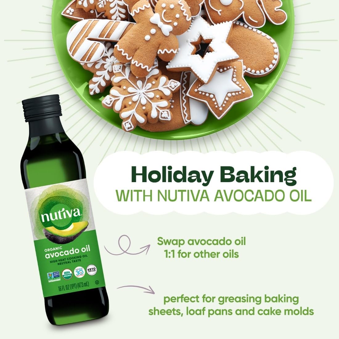 Nutiva avocado oil in a skillet for sizzling high-heat frying.