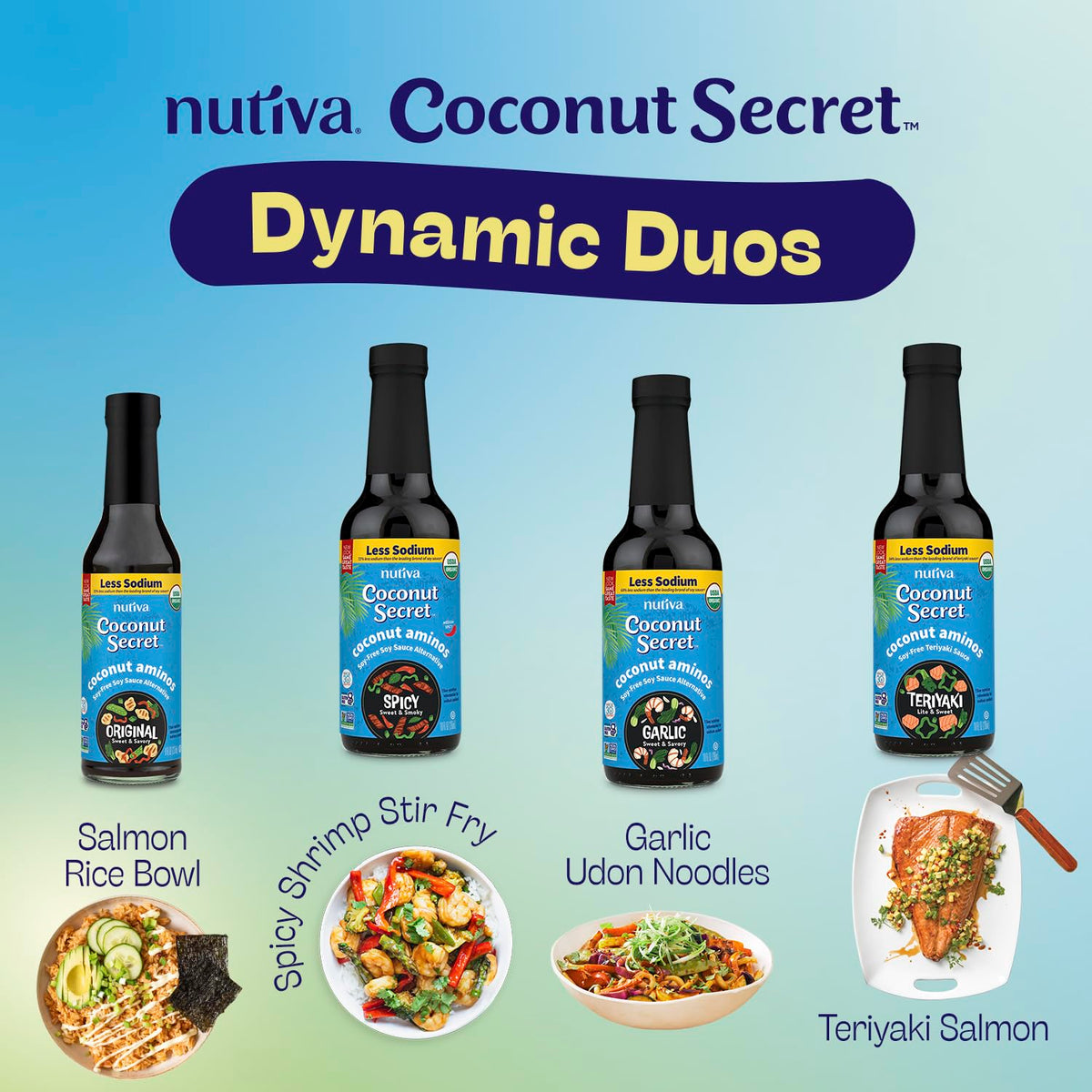 Nutiva Coconut Aminos glass bottle with USDA Organic label visible.