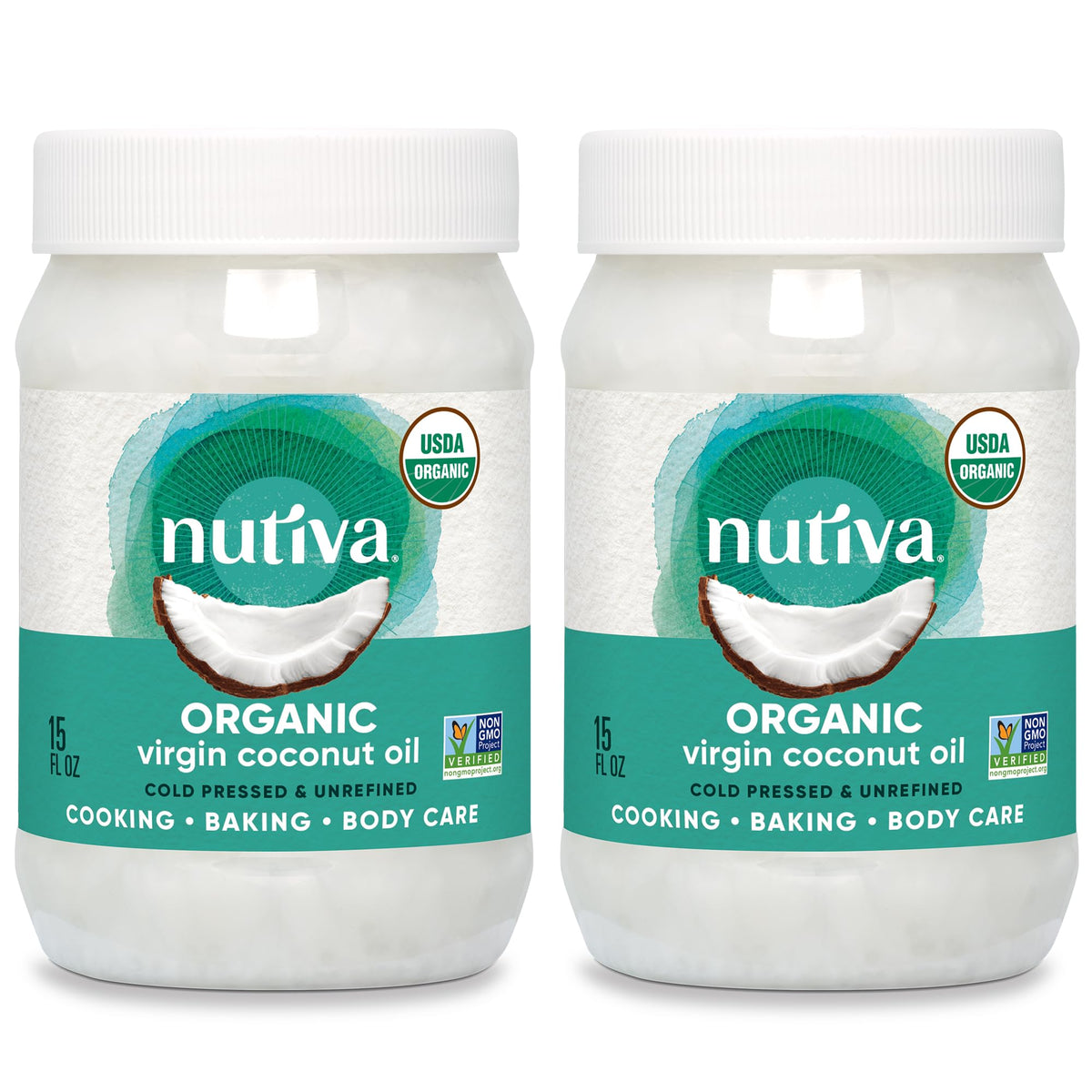 Nutiva coconut oil bottle pour, versatile for cooking and quick melts.