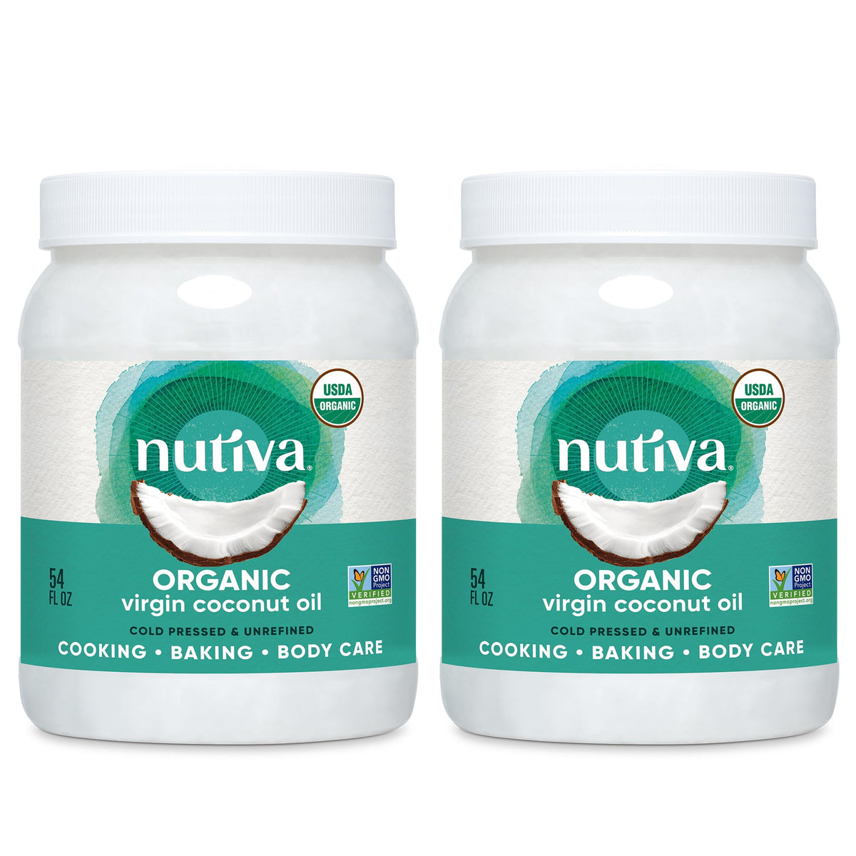 Nutiva organic coconut oil bottle pour showing natural aroma for cooking