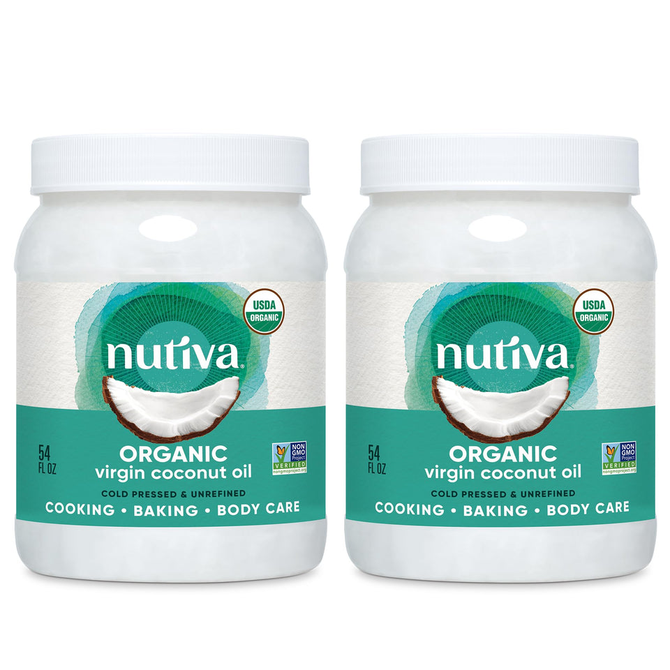 Nutiva organic coconut oil bottle pour showing natural aroma for cooking