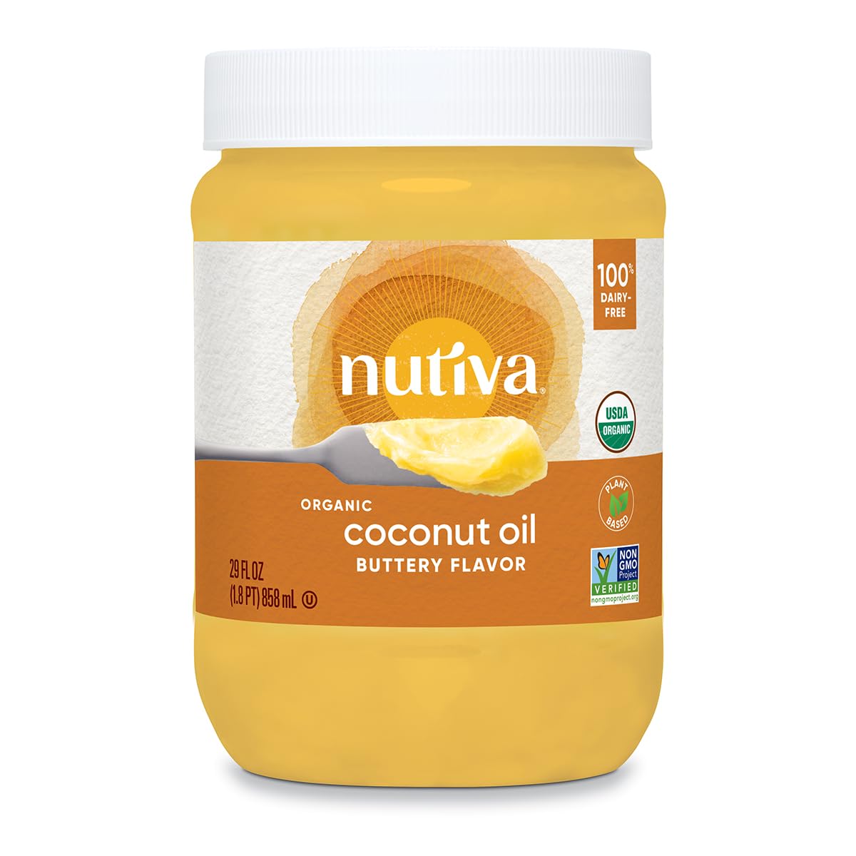 Nutiva coconut oil butter-flavor on pancakes adds rich, dairy-free richness for breakfast