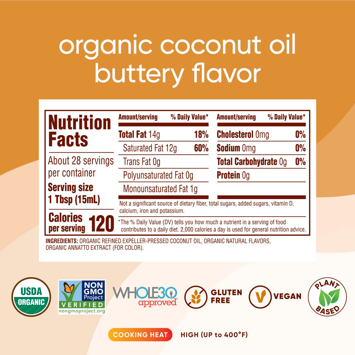 Nutiva coconut oil heated to 400F for crisp, creamy results.