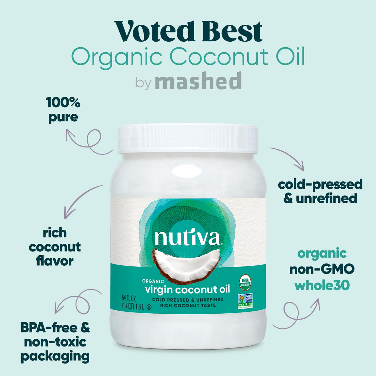 Nutiva coconut oil in a pan illustrating medium-heat cooking versatility