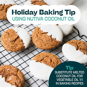 Nutiva coconut oil label, organic and non-GMO origin.