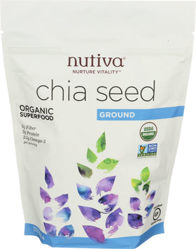 Nutiva Organic chia seeds in packaging ready for meal prep