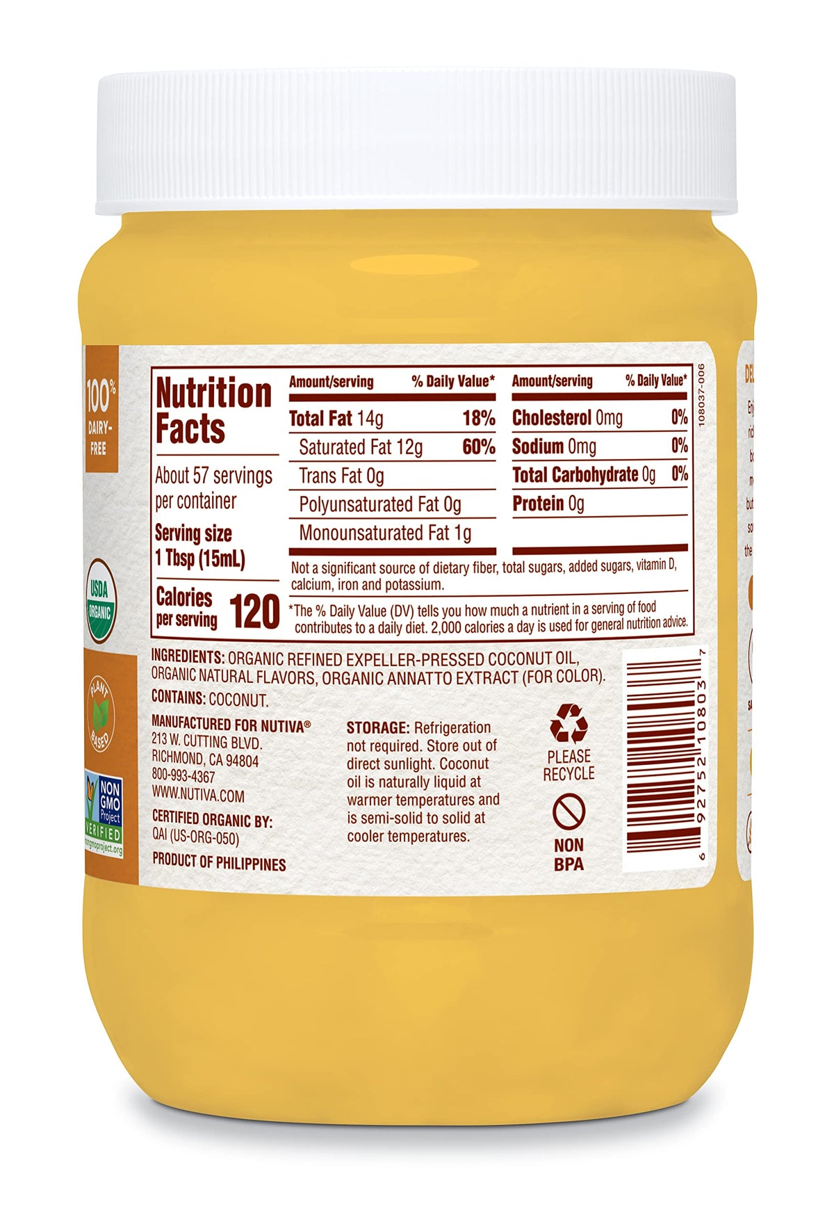 Nutiva steam-refined coconut oil offers clean flavor without additives