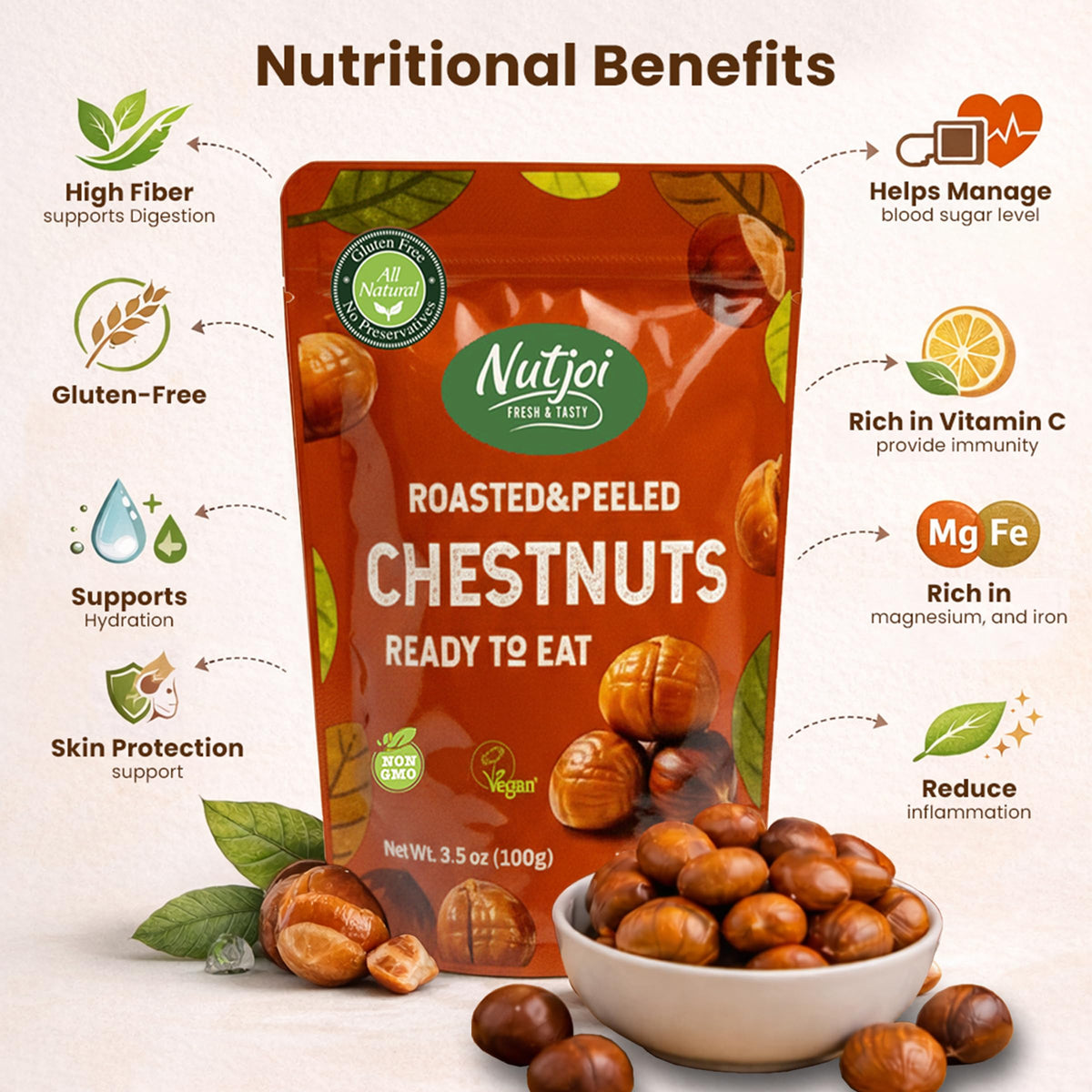 Nutjoi peeled chestnuts, peeled and ready for quick recipes