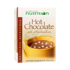Nutmeg State Nutrition HealthyWise hot cocoa packet for creamy, protein-packed indulgence in minutes.