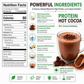 Nutmeg State Nutrition cup of hot cocoa with 15g protein per serving.
