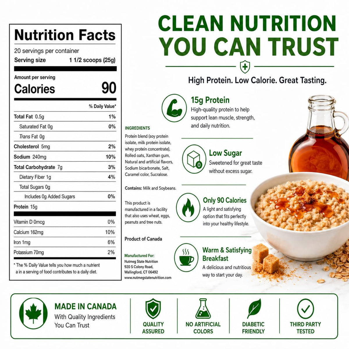 Nutmeg State Nutrition maple brown sugar oatmeal bowl highlighting creamy texture