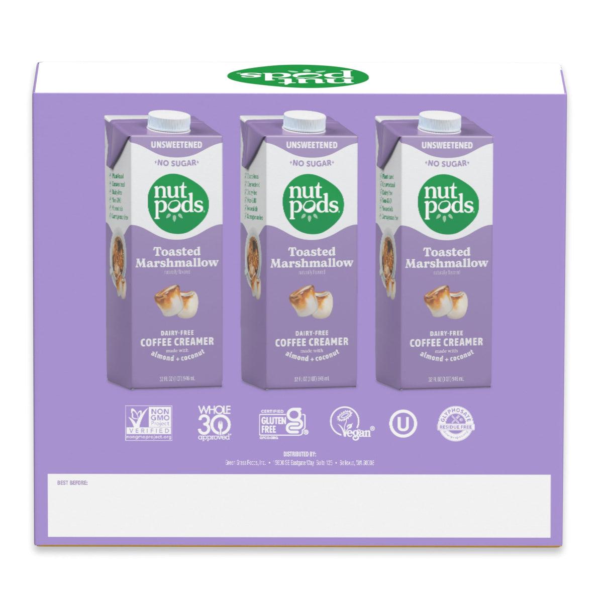 nutpods toasted marshmallow unsweetened creamer 32oz 3-pack ready for daily use