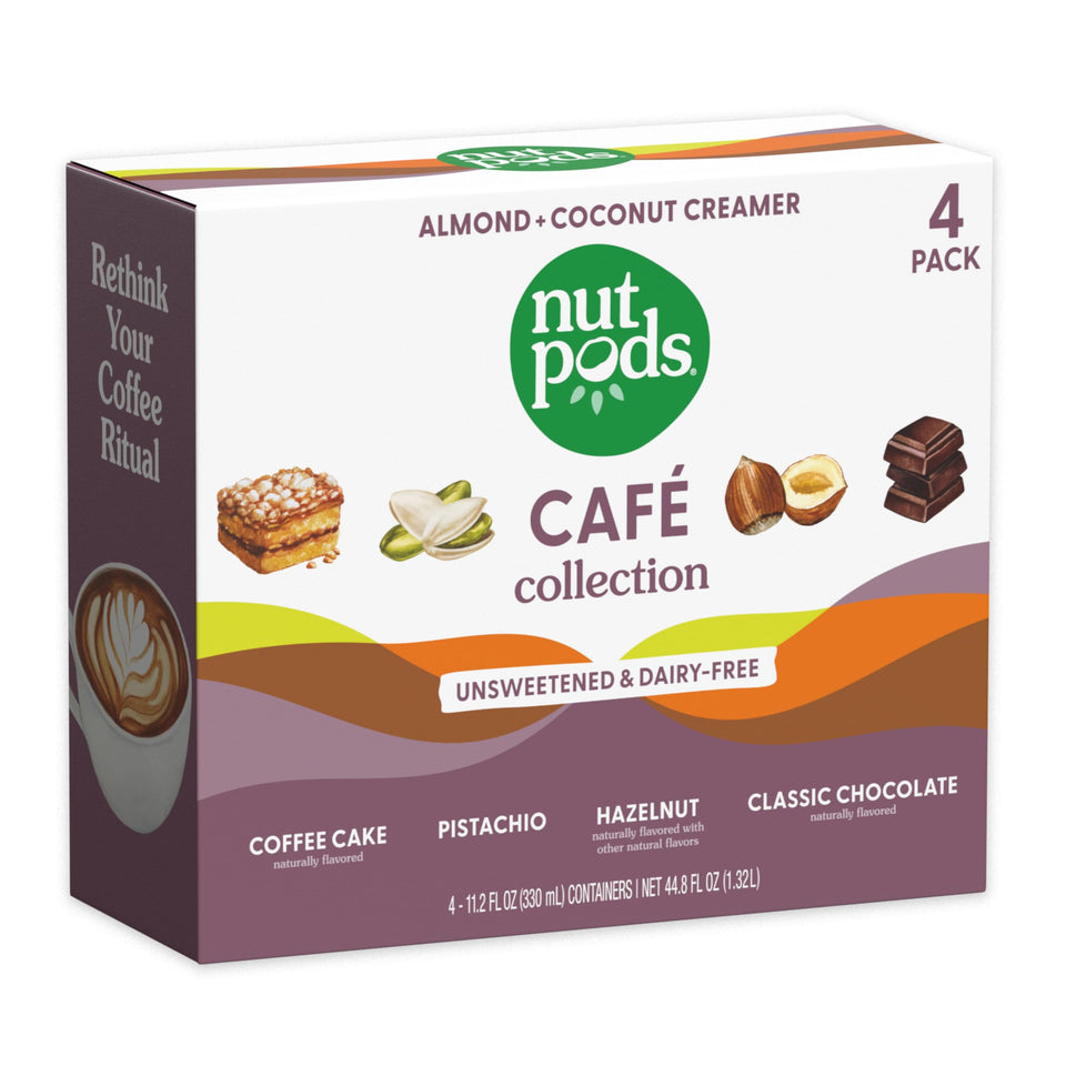Nutpods Cafe Collection 4-pack box shown as keto-friendly unsweetened creamer option