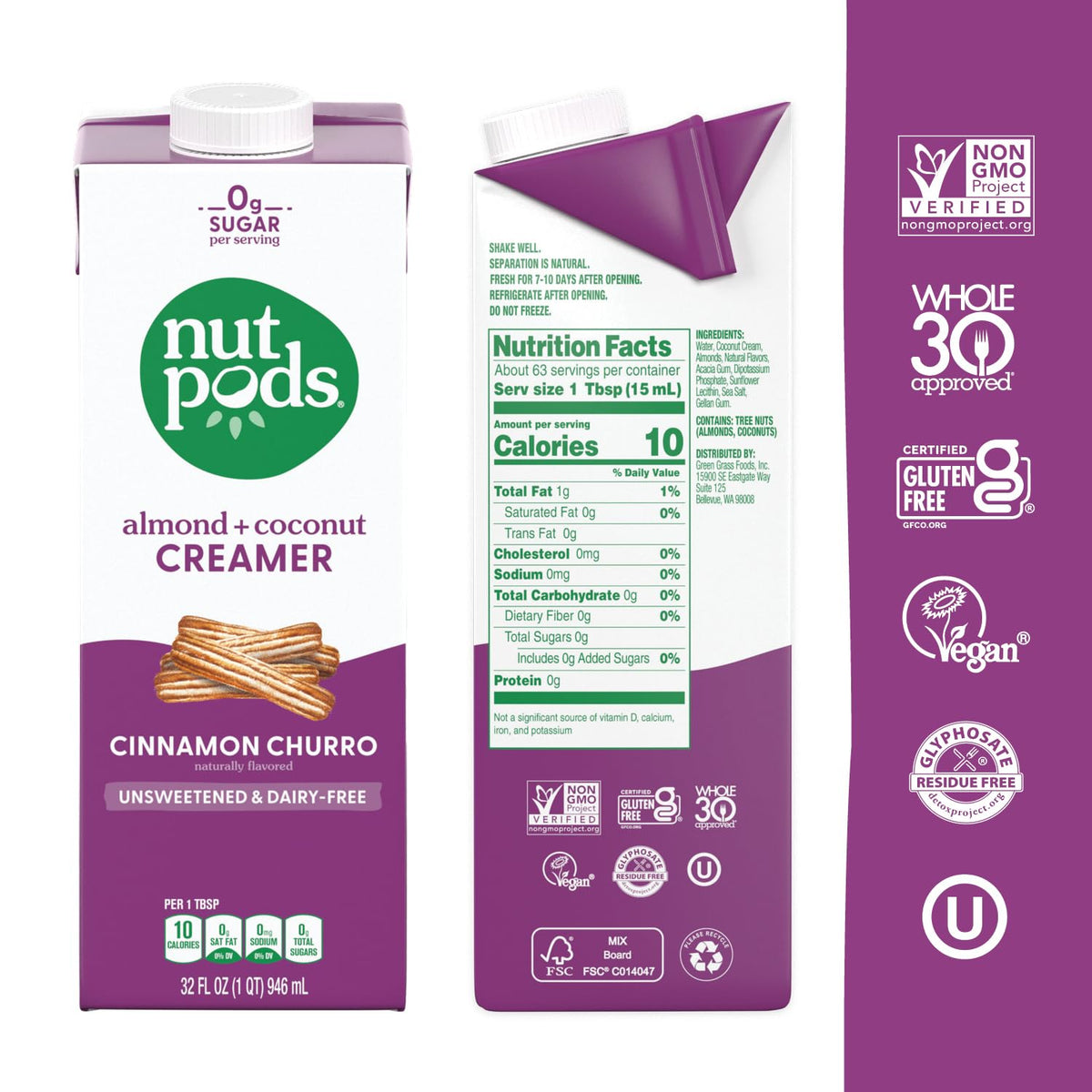 nutpods Cinnamon Churro unsweetened creamer in a coffee cup highlighting keto-friendly option