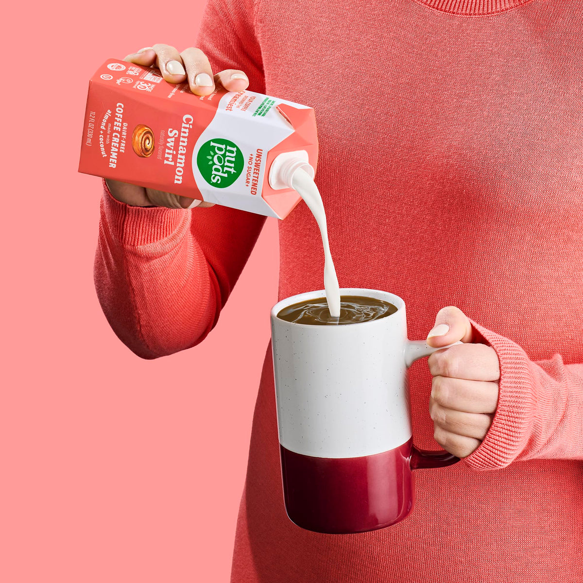 nutpods Cinnamon Swirl creamer spoon conveys sugar-free indulgence