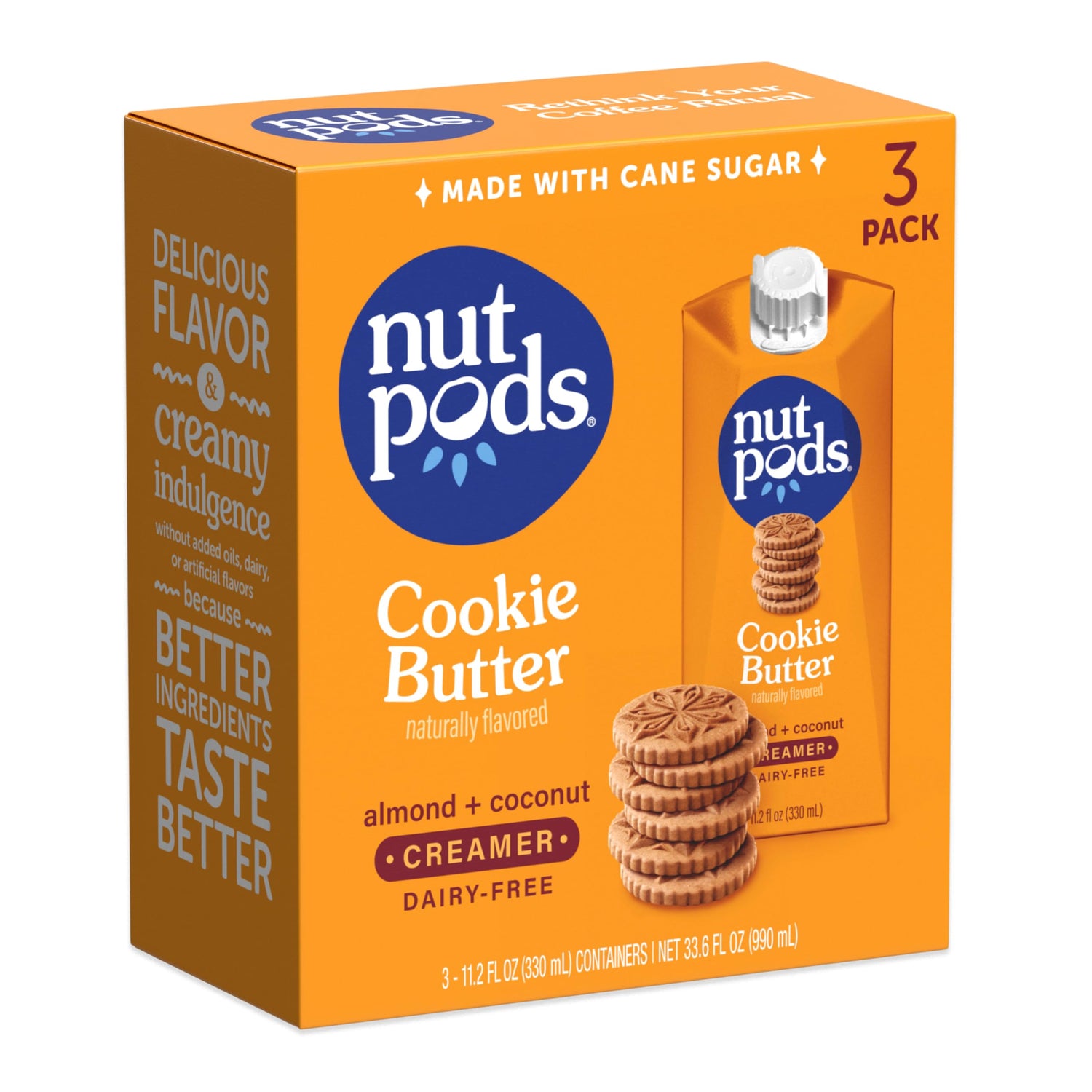 nutpods Cookie Butter non dairy creamer bottle pour enhances creamy coffee