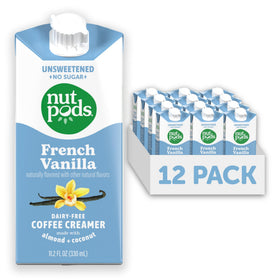 Nutpods dairy-free French Vanilla creamer 12-pack front view for pantry storage