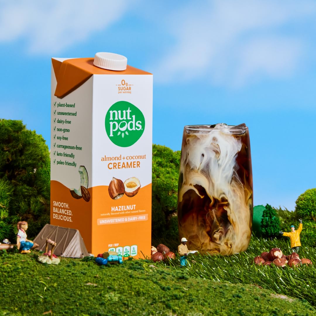 NutPods hazelnut creamer bottle with almond-coconut base branding