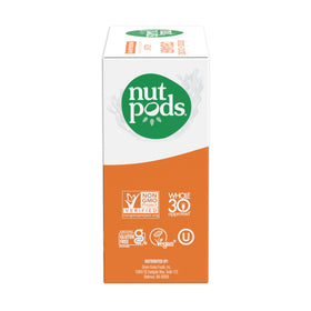 Close-up of nutpods Hazelnut Creamer label, unsweetened and Whole30 compatible.