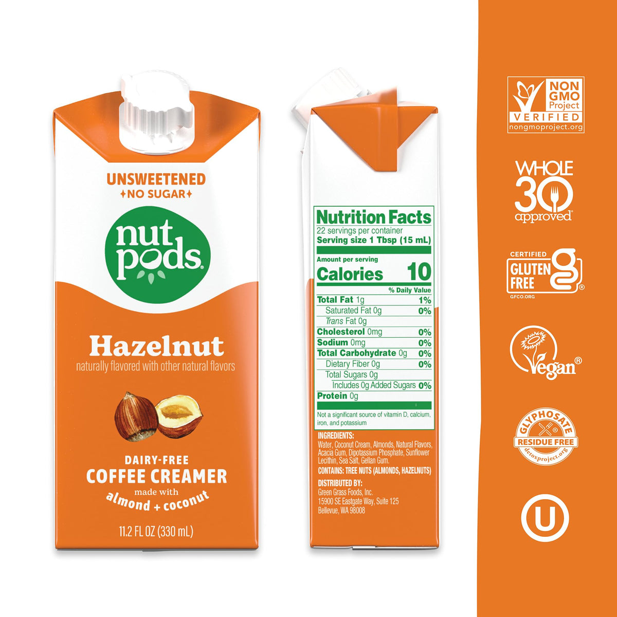 nutpods Hazelnut Creamer poured into mug, keto-friendly creamer.