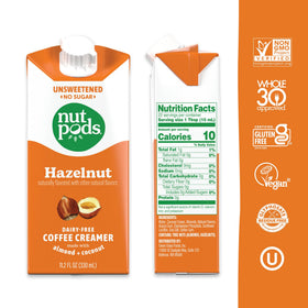 nutpods Hazelnut Creamer poured into mug, keto-friendly creamer.