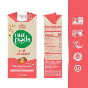 nutpods Oat Cinnamon Swirl frothy latte demonstrates plant-based creaminess