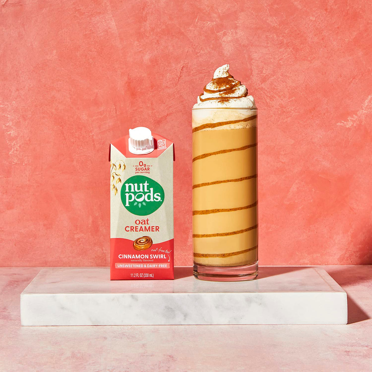 nutpods Oat Cinnamon Swirl ingredients panel emphasizes dairy-free options